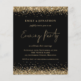 BUDGET Gold Glitter Black Weddenschappen Uitnodigi