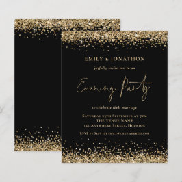 BUDGET Gold Glitter Black Weddenschappen Uitnodigi