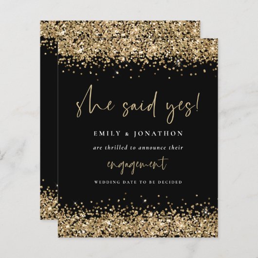 Budget Gold Glitter Black Ze zei ja Verloving (Voorkant / Achterkant)