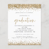 Budget Gold Glitter Border 2024 Afstuderen Invite (Voorkant)