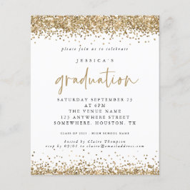Budget Gold Glitter Border 2024 Afstuderen Invite
