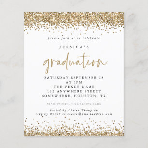 Budget Gold Glitter Border 2024 Afstuderen Invite