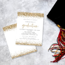 Budget Gold Glitter Border Afstuderen Uitnodiging
