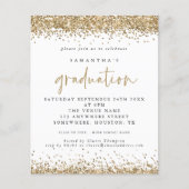 Budget Gold Glitter Border Afstuderen Uitnodiging (Voorkant)