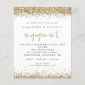 Budget Gold Glitter Border Engagement Party nodigt (Voorkant)