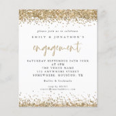 Budget Gold Glitter Border Verloving Uitnodiging (Voorkant)