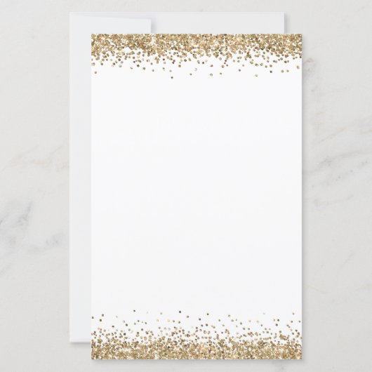 Budget Gold Glitter Borders Verloving Uitnodiging (Achterkant)