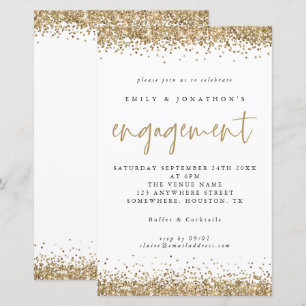 Budget Gold Glitter Borders Verloving Uitnodiging