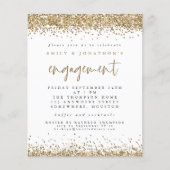Budget Gold Glitter Borders Verloving Uitnodiging (Voorkant)