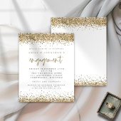 Budget Gold Glitter Borders Verloving Uitnodiging