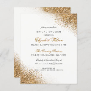 Budget Gold Glitter Bridal Shower-uitnodiging