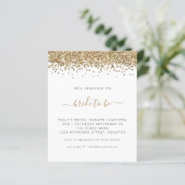Budget Gold Glitter Bridal Shower-uitnodiging
