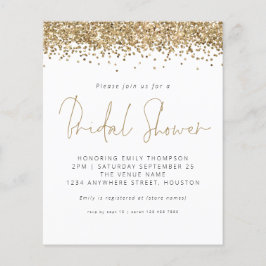 Budget Gold Glitter Bridal Shower-uitnodiging
