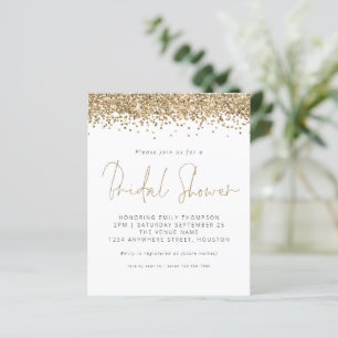 Budget Gold Glitter Bridal Shower-uitnodiging