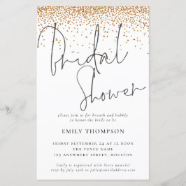 Budget Gold Glitter Bridal Shower-uitnodiging