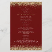 Budget Gold Glitter Burgundy Wedding Programme (Achterkant)