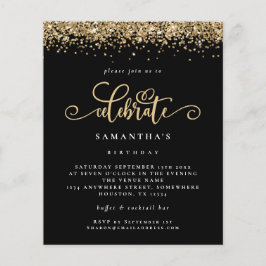 Budget Gold Glitter Celebrate Birthday Black