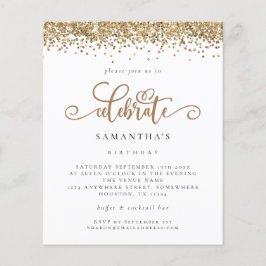 Budget Gold Glitter Celebrate Birthday Invite