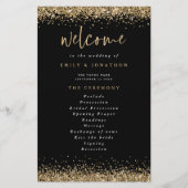 Budget Gold Glitter Confetti Black Wedding Program (Voorkant)