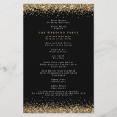 Budget Gold Glitter Confetti Black Wedding Program (Achterkant)