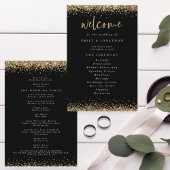 Budget Gold Glitter Confetti Black Wedding Program