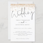 Budget Gold Glitter Confetti Script Wedding Invite (Voorkant)