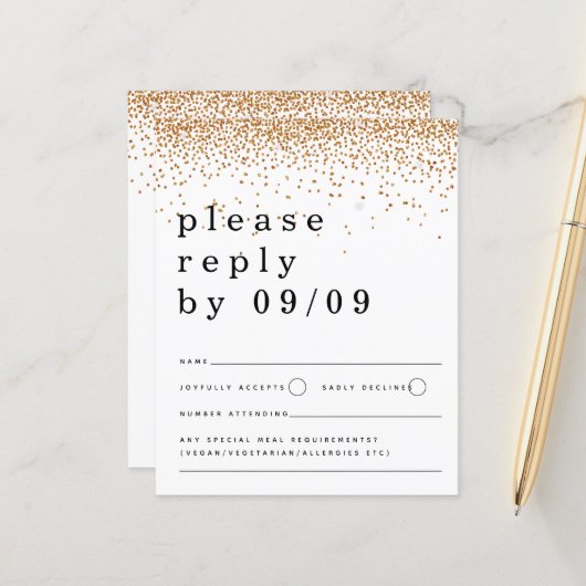 Budget Gold Glitter Confetti Script Weduwschap RSV (Voorkant / Achterkant in situ)