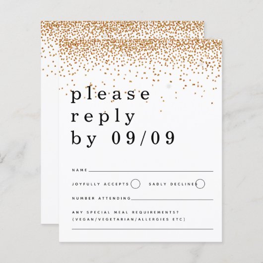 Budget Gold Glitter Confetti Script Weduwschap RSV (Voorkant / Achterkant)