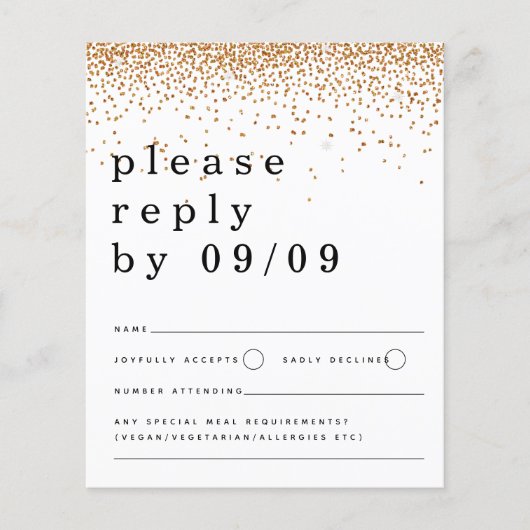 Budget Gold Glitter Confetti Script Weduwschap RSV (Voorkant)
