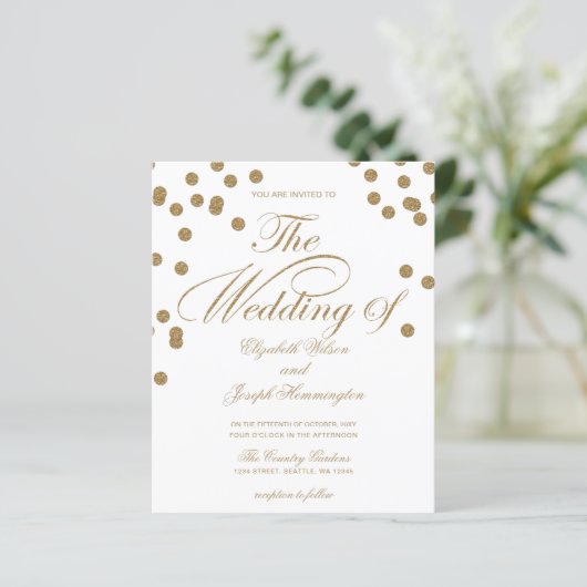 Budget Gold Glitter Confetti Weddenschap (Staand voorkant)