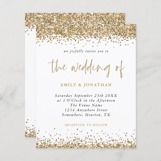 Budget Gold Glitter Confetti Weddenschap (Voorkant / Achterkant)