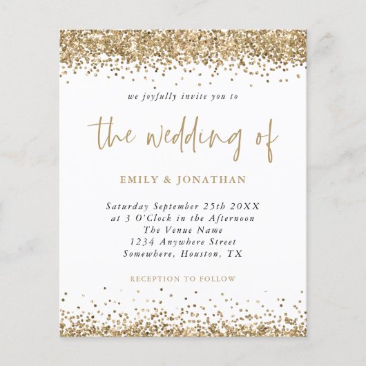 Budget Gold Glitter Confetti Weddenschap (Voorkant)