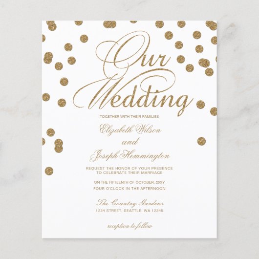 Budget Gold Glitter Confetti Weddenschap (Voorkant)