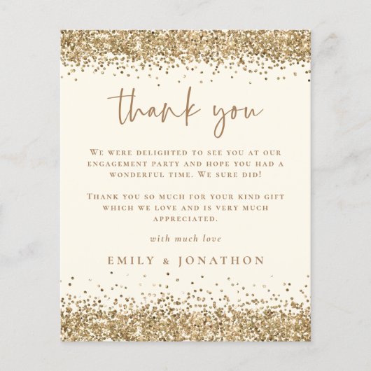 Budget Gold Glitter Cream Verloving Hartelijk dank (Voorkant)