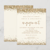 Budget Gold Glitter Cream Verloving Uitnodigen (Voorkant / Achterkant)