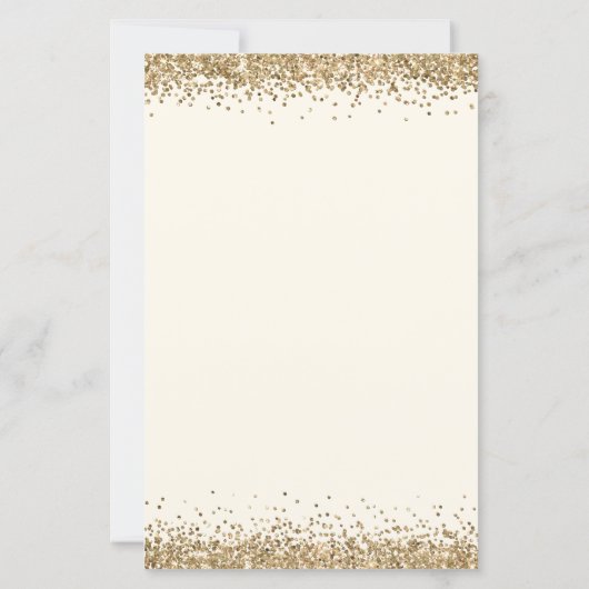 Budget Gold Glitter Cream Verloving Uitnodiging (Achterkant)