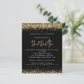 Budget Gold Glitter Dertigst Black Invite (Staand voorkant)