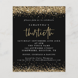 Budget Gold Glitter Dertigst Black Invite