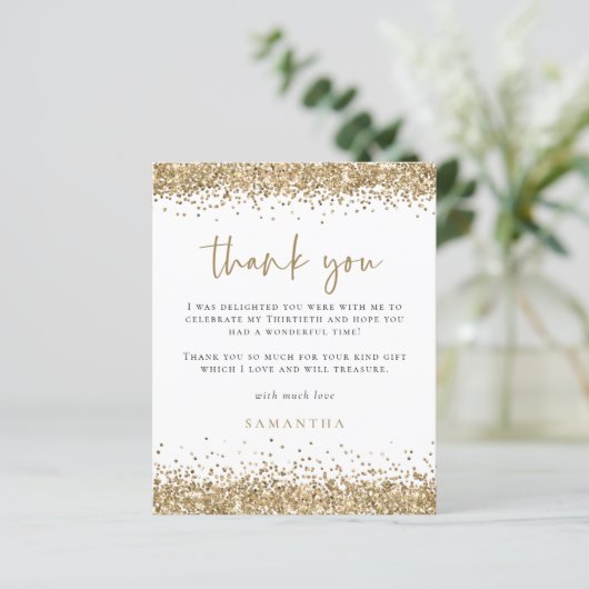 Budget Gold Glitter Dertigste verjaardag Hartelijk (Staand voorkant)