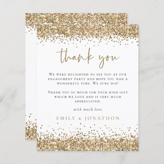 Budget Gold Glitter Engagement Party Dank u (Voorkant / Achterkant)