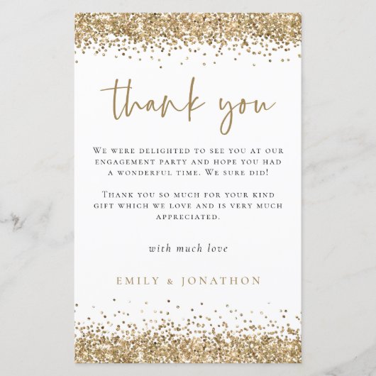 Budget Gold Glitter Engagement Party Dank u (Voorkant)