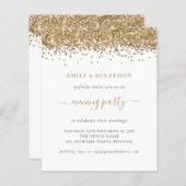Budget Gold Glitter Evening Wedding Uitnodiging (Voorkant / Achterkant)