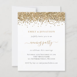 Budget Gold Glitter Evening Wedding Uitnodiging