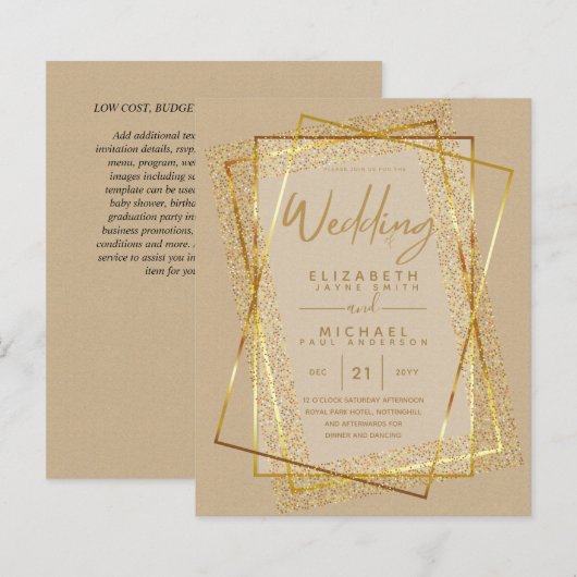 BUDGET GOLD Glitter Folie Look TROUWKAARTEN (Voorkant / Achterkant)