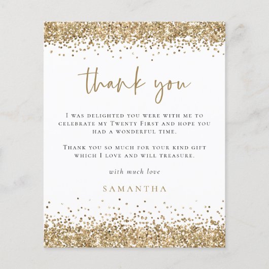 Budget Gold Glitter Foto 21st Party Hartelijk dank (Voorkant)