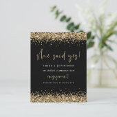 Budget Gold Glitter Foto: "Ja Verloving" (Staand voorkant)