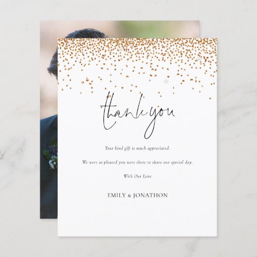 Budget Gold Glitter Foto Weddenschap Hartelijk dan (Voorkant / Achterkant)