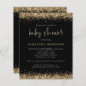Budget Gold Glitter Girl Boy Baby shower Black (Voorkant / Achterkant)