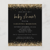 Budget Gold Glitter Girl Boy Baby shower Black (Voorkant)