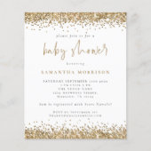 Budget Gold Glitter Girl Boy Baby shower nodigt ui (Voorkant)